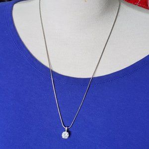 20" Stainless Steel Snake Chain Crystal Pendant Necklace Casual Women Fashion